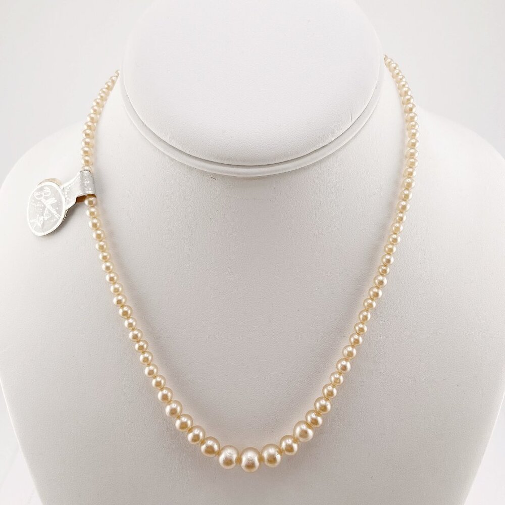 BALLERINA Vintage deadstock dark cream ivory graduated faux pearl necklace NWT